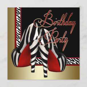 Convites Sapatos Vermelhos de Zebra de Salto Alto Preto Ani