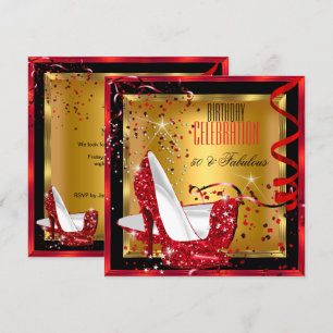 Convites Sapatos Vermelhos Espetaculares com Brilho e Salto