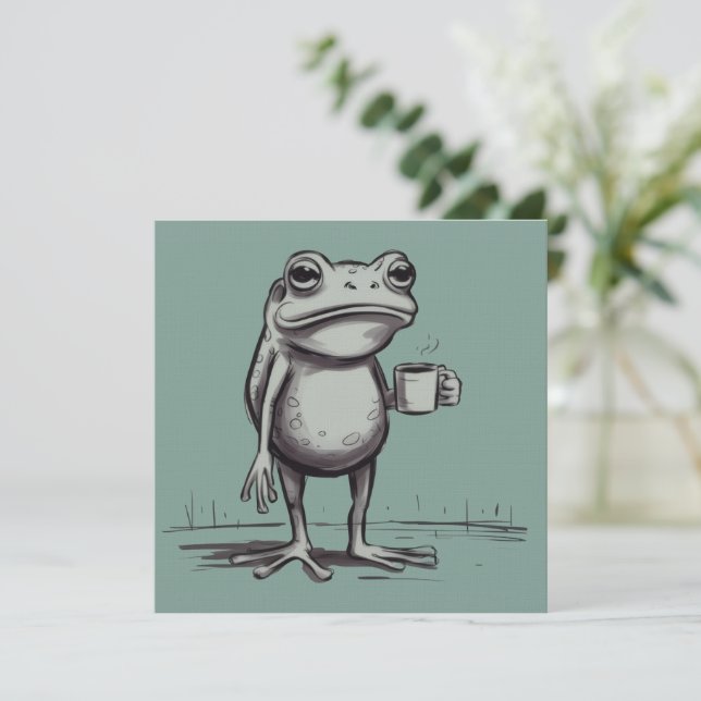 Convites Sapo Bebendo Meme de Café Sapo Místico Amante de S (Em pé/Frente)