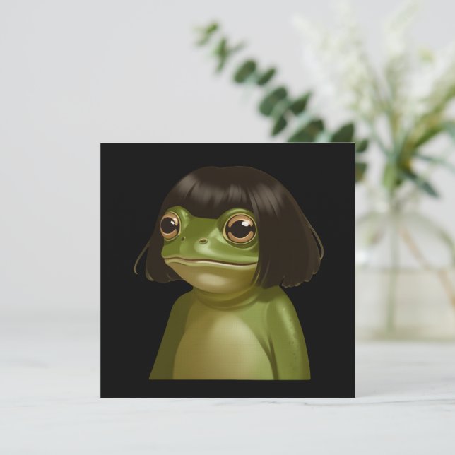 Convites Sapo engraçado corte de cabelo Bob Meme Sapos Aman (Em pé/Frente)
