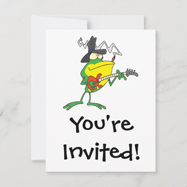 Convites sapo engraçado tocando basco guitarra desenho de s (Frente)