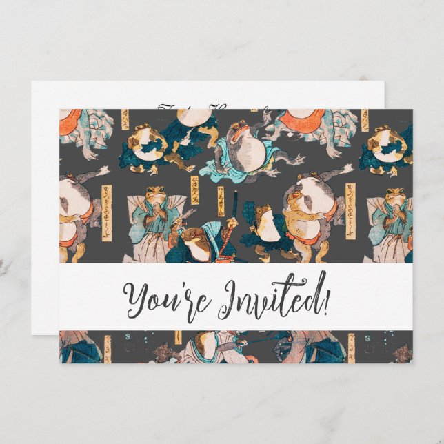 Convites Sapo japonês ukiyo-e Froggies (Frente/Verso)