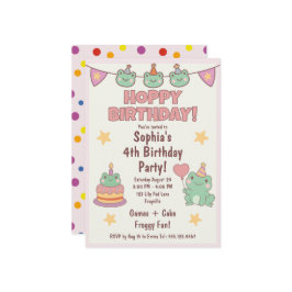 Convites Sapo Kawaii, Festa de aniversário Hoppy