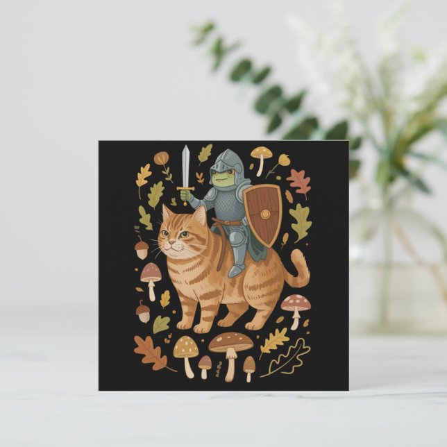 Convites Sapo Medieval em Gato Laranja Goblincore Coisas Es (Em pé/Frente)