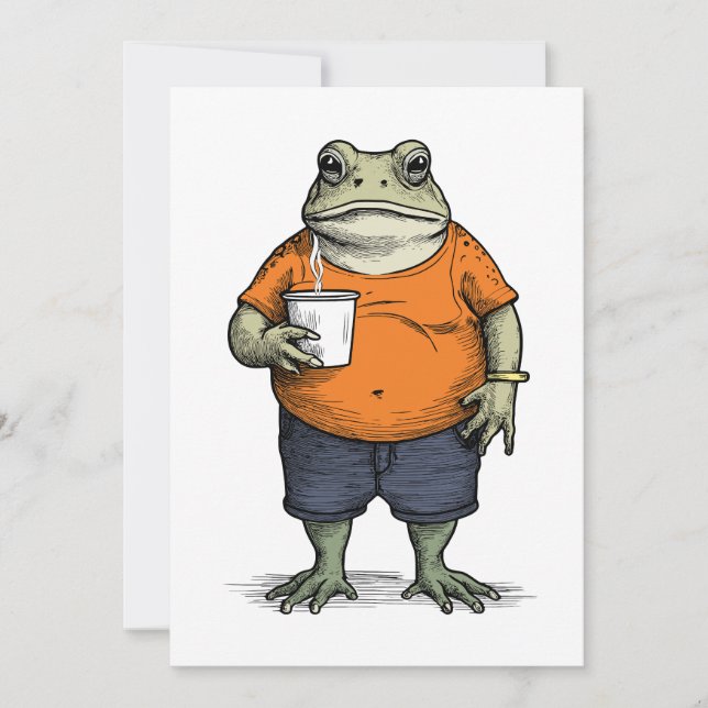 Convites Sapo Preguiçoso Engraçado (Frente)