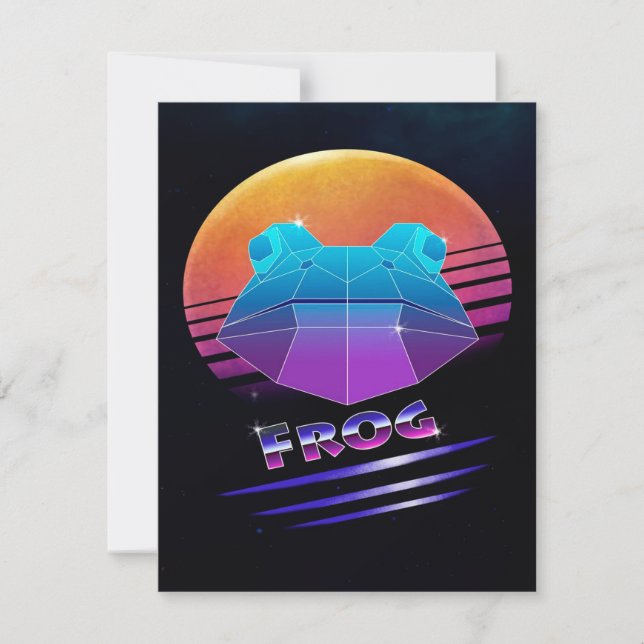 Convites Sapo Retro Synthwave Verde Amante de Animais Selva (Frente)