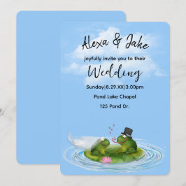 Convites Sapos de casamento em Lily Pad com Corações