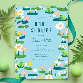 Convites Sapos e Lily Pads CHÁ DE FRALDAS PERSONALIZADO