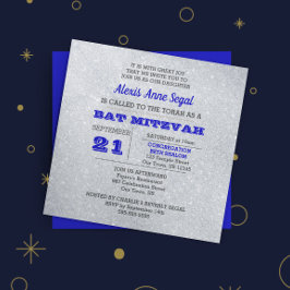 Convites Sapphire e Silver Glitter Glam Bat Mitzvah