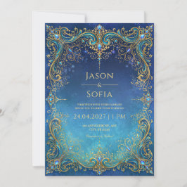 Convites Sapphire Jóia Moldura em Filigrama Casamento