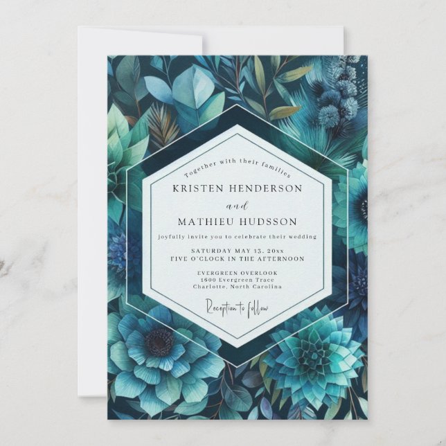 Convites Sapphire Lush Flora Wedding (Frente)