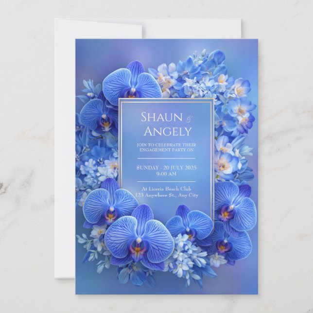 Convites Sapphire Orchid Gilded Gradient Wedding (Frente)
