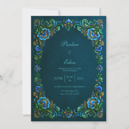 Convites Sapphire Teal Floral Wedding