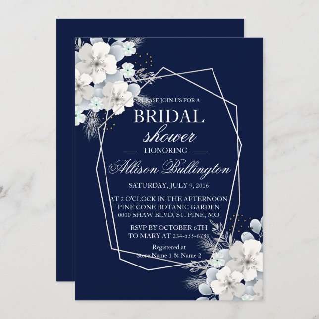 Convites Saquura marinho, , Chá de panela azul (Frente/Verso)