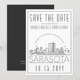 Convites Sarasota Wedding | Skyline Estilizado Salvar a Dat