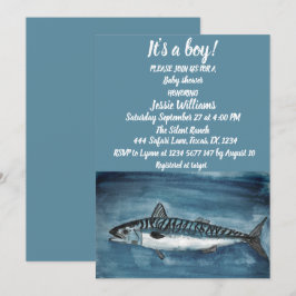 Convites Sarda-branca sob o mar Blue Baby Boy