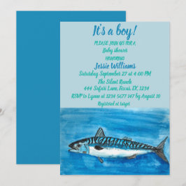 Convites Sarda-branca sob o mar Blue Baby Boy