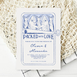Convites Sardinhas Desenhadas à Mão Cheias de Amor Casament