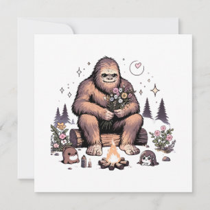 Convites Sasquatch Segurando Flores