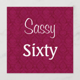 Convites Sassy 60 Aniversário Vermelho e Branco Damasco B2