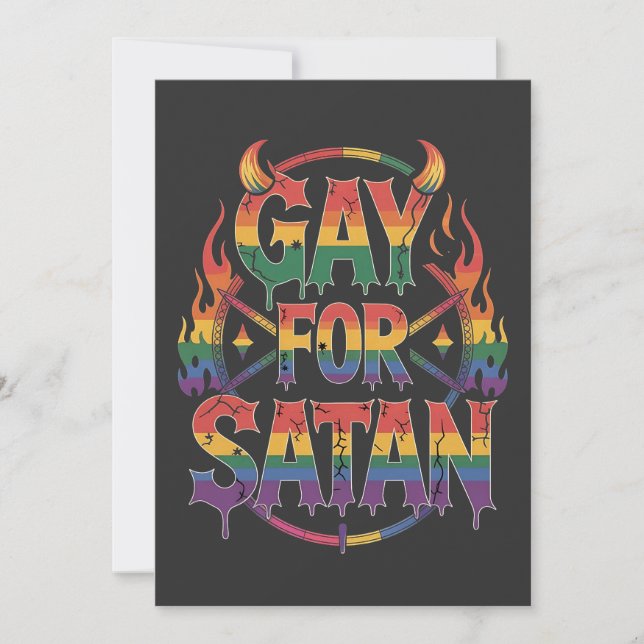 Convites Satã de granizo Arco-Íris Baphomet Diabo Goat LGBT (Frente)
