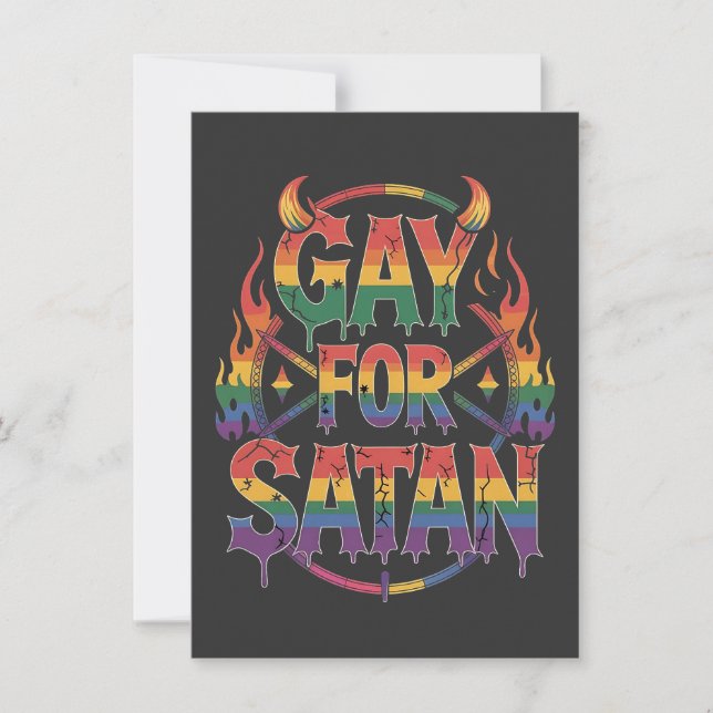 Convites Satã de granizo Arco-Íris Baphomet Diabo Goat LGBT (Frente)
