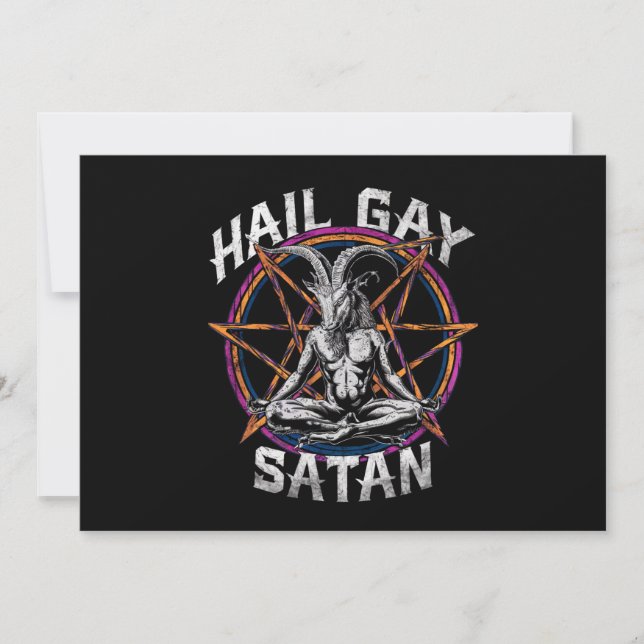 Convites Satã de granizo engraçada Gay LGBT Gótico Baphomet (Frente)