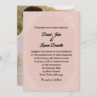 Convites Satin Blush Photo Wedding Invitation