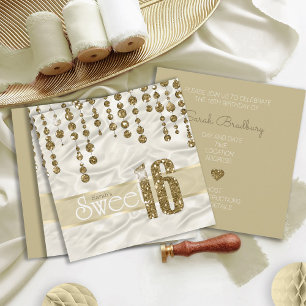 Convites Satin Jewel Sweet dezesseis ID260 Dourada