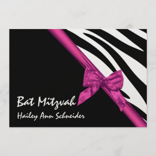 Convites Satin rosa e Stripes Bat Mitzvah