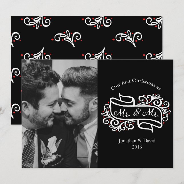 Convites Saudação de Foto de Natal do Modern Gay (Frente/Verso)