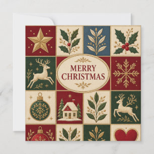 Convites Saudação de Natal, Design de Colcha de Herança Fei