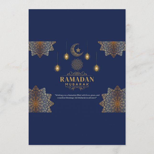 Convites Saudação de Ramadan com Brilho de Lanterna Elegant (Frente)