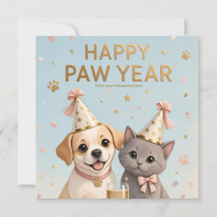 Convites Saudação do Ano Novo Inspirada em Patas Divertidas