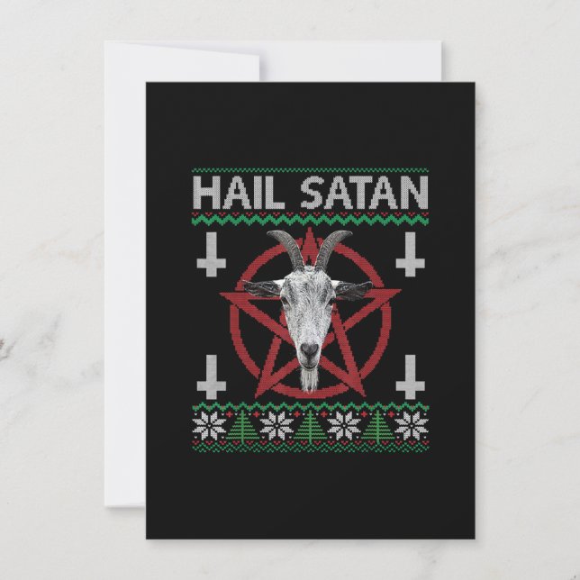 Convites Saudação Satanás Cabeça de Bode Pentagrama Engraça (Frente)