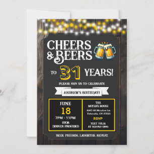 Convites Saudações e Cervejas para 31 Anos de Aniversário d