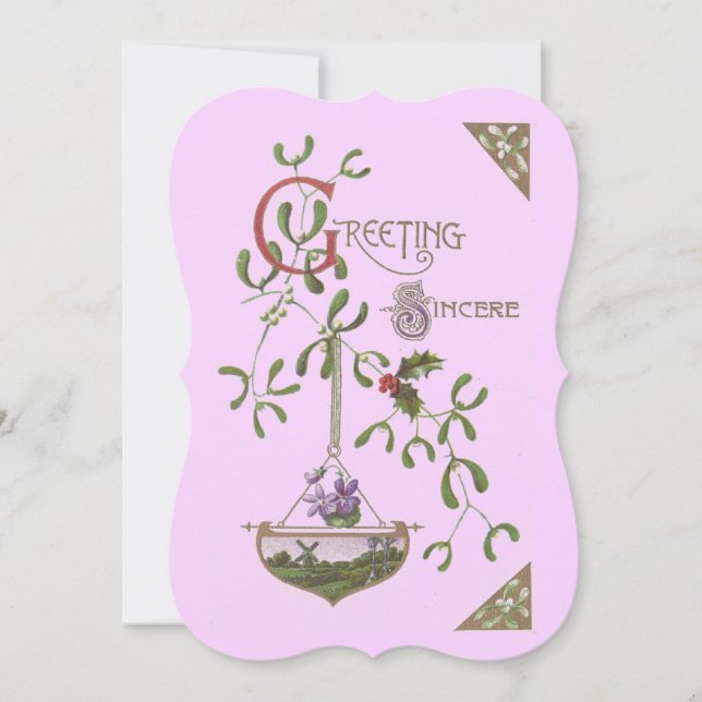 Convites "Saudações Sinceras" Vintage em branco (Frente)