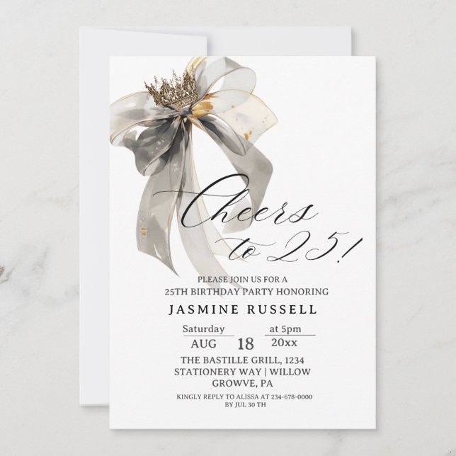 Convites Saúde 25 Aniversário Negro e Branco (Frente)