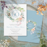 Convites Saúde A 60 Anos Aniversário De Diamante Floral<br><div class="desc">Um convite de 60 anos de casamento botânico,  que pode ser personalizado com seus detalhes especiais de aniversário. O reverso apresenta uma garland floral correspondente que enquadra suas datas de aniversário em texto elegante em um fundo azul de diamante. Projetado por Thisnotme©</div>