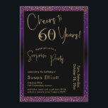 Convites Saúde a 60 anos Surpresa Festa de aniversário, Rox<br><div class="desc">Usando duas fontes distintas, criei gráficos para seu anúncio e embelezei-os com um efeito de ouro falso-metálico para uma vibração festiva. Embora cada parte possa ser movida para se adequar às suas necessidades, o cabeçalho diz "Saúde a 60 Anos!" e "Partido Surpresa". ("Surpresa" pode ser removida se a sua parte...</div>