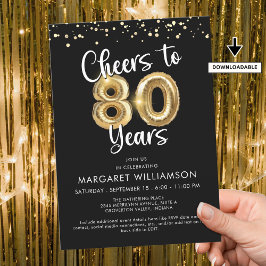 Convites Saúde a 80 anos Balões Confetti