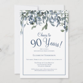 Convites Saúde a 90 anos Blue Floral