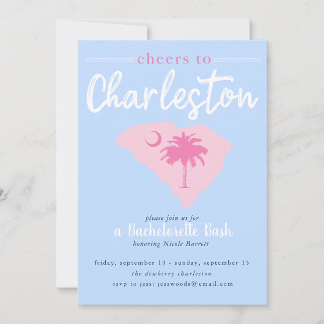 Convites Saúde a Charleston South Carolina Bachelorette (Frente)