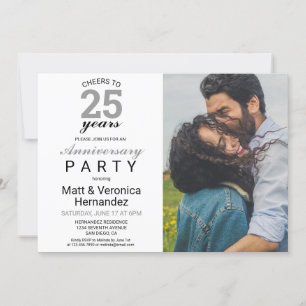 Convites Saúde aos 25 Anos Aniversário de 25 anos Prata Cin