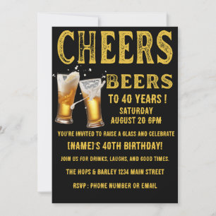 Convites Saúde e Cerveja aos 40 anos de aniversário engraça