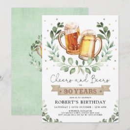 Convites Saúde e Cerveja aos 90 anos Adultos Aniversário