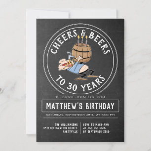 Convites Saúde E Cervejas 30 Festas de aniversário Pretas