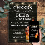 Convites Saúde e Cervejas 60ª Luzes de Bar de Aniversário<br><div class="desc">Aplausos e cervejas. Convites de aniversário. É fácil personalizar. Todo o texto é ajustável e fácil de mudar para as necessidades do seu próprio partido. Elementos de fundo rusticados das luzes de string. Diversão Chalkboard espirra e floresce. Caneca de cerveja de aquarela. Convites para ele. design de aniversário de CHURRASCO...</div>