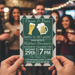 Convites Saúde e Cervejas Trendy Festa de aniversário Verde