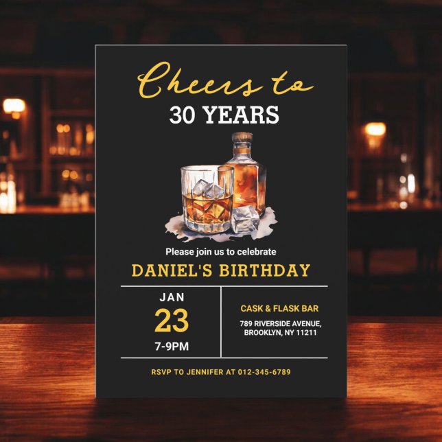 Convites Saúde para 30 anos Festa de aniversário Whiskey Bo (Criador carregado)